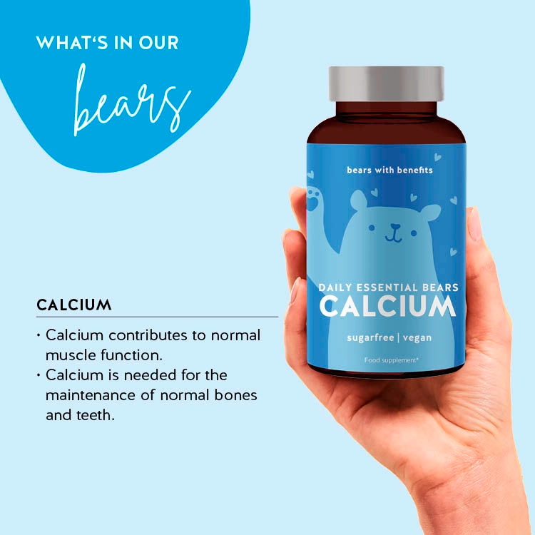 Description of how the Calcium daily essential vitamins for muscle growth and bone health maintenance. 